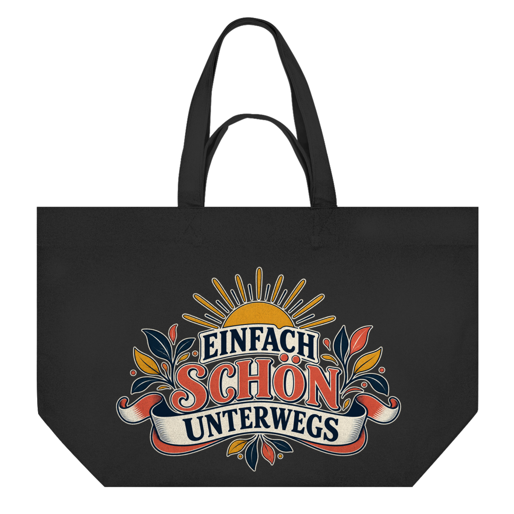 Shopping Bag mit Sonne, Blättern und Schriftzug Einfach schön unterwegs