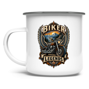 Emaille Tasse mit Motiv: Biker-Legends