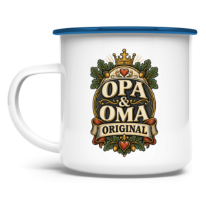 Emaille Tasse mit Motiv: Oma & Opa