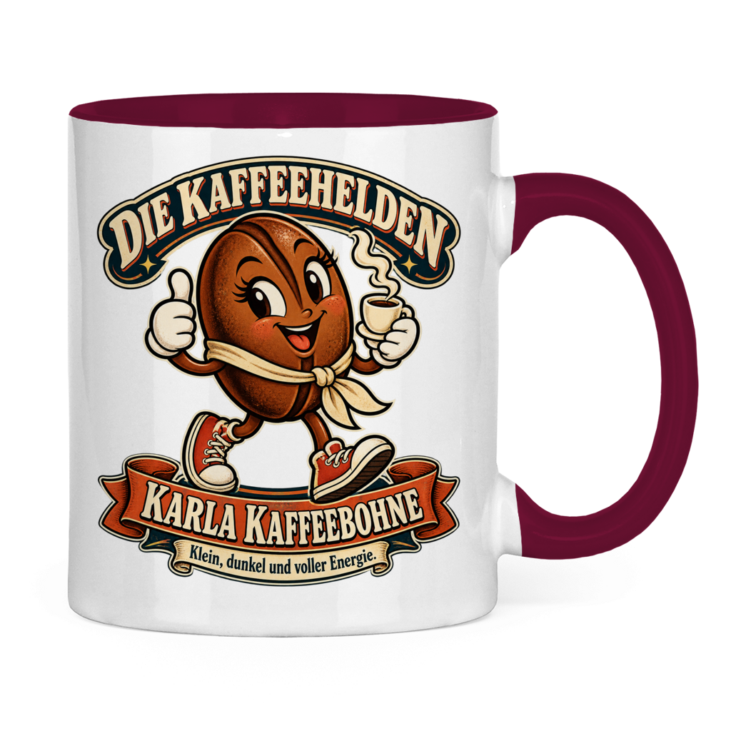 Zweifarbige Tasse „Karla Kaffeebohne“ – Die Kaffeehelden – Bild 2