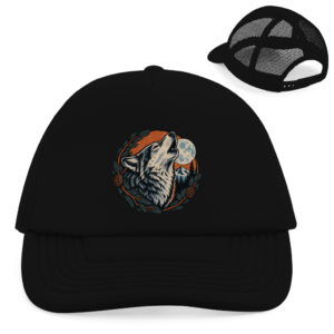 Retro Trucker Cap mit Motiv: Wolf-Mond-Outdoor