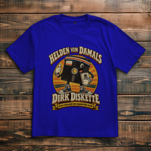 Oversize Unisex T-Shirt mit dem Retro-Motiv Dirk Diskette aus der Kollektion Helden von damals