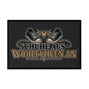 Fußmatte mit Turnschuhen und Schriftzug Schuhe aus – Wohlfühlen an