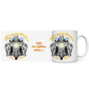 Panorama Tasse MC Eiswölfe mit Motiv: Wölfe ziehn
