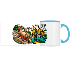 Panorama Tasse zweifarbig mit Motiv: Faultier-läuft bei mir