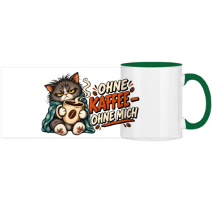 Panorama Tasse zweifarbig mit Motiv: Katze-Ohne Kaffee