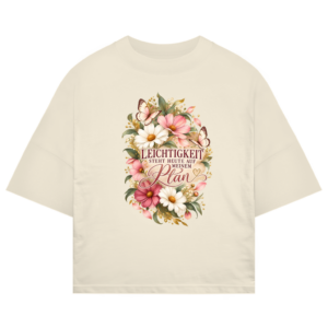 Oversize Shirt mit floralem Motiv und Schriftzug „Leichtigkeit steht heute auf meinem Plan“