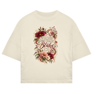 Oversize Shirt mit floralem Motiv und Schriftzug „Zwischen dem Chaos blühe ich“
