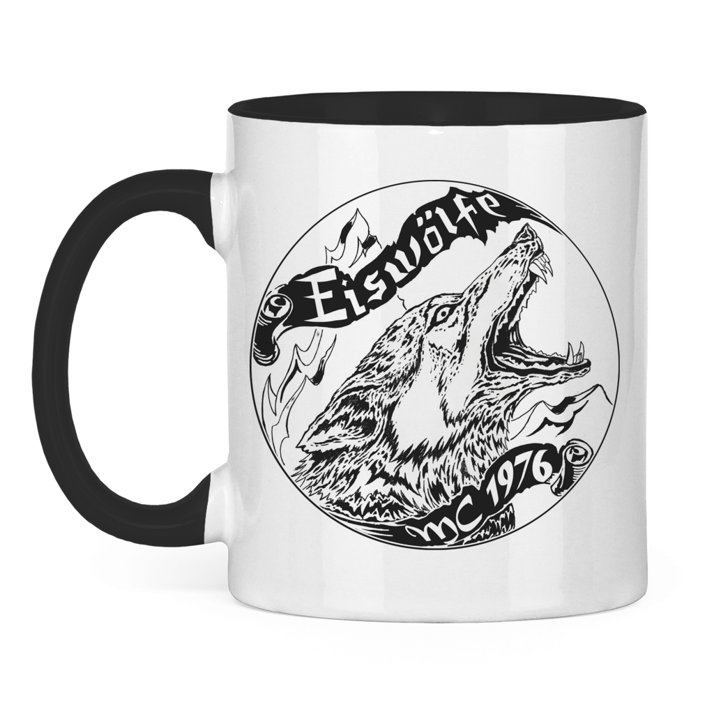Tasse zweifarbig MC Eiswölfe mit Motiv: Moonwolf