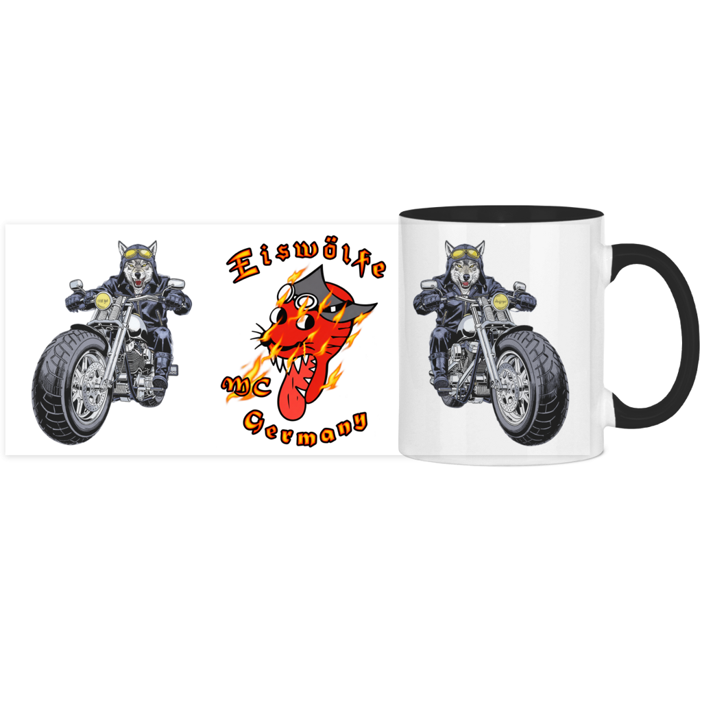 Panorama Tasse MC Eiswölfe mit Motiv: Wolfbiker